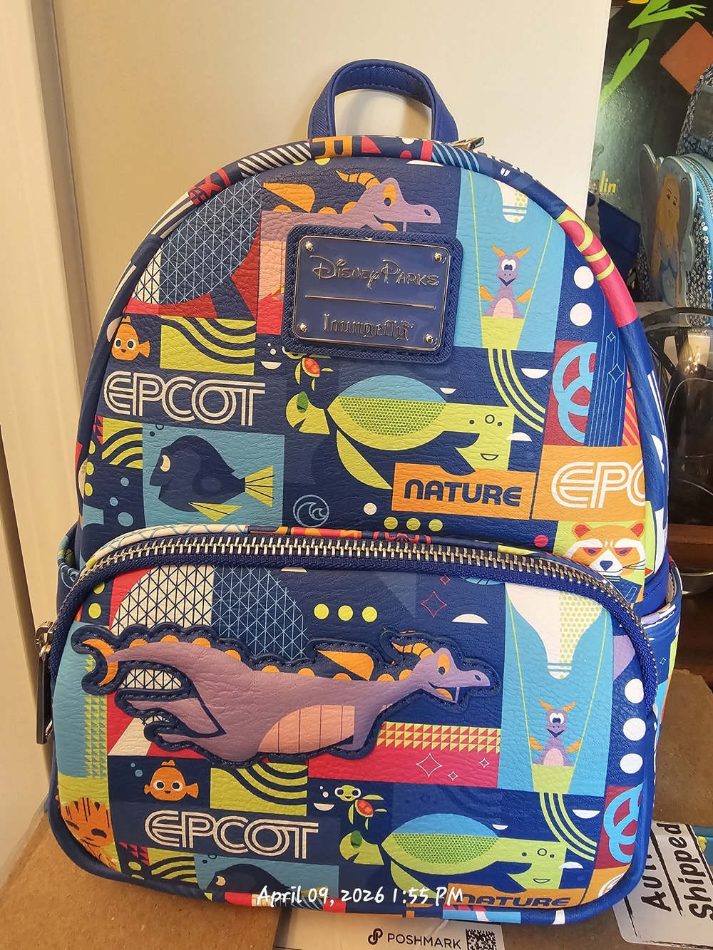 Disney Parks EPCOT Loungefly Blue Patterned Mini Backpack